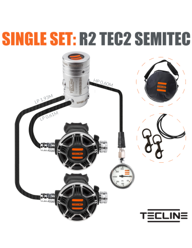 TecLine R2 TEC2 SemiTec Atemregler Set - Hochleistung für Kaltwassertauchen