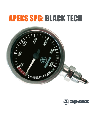 Apeks Manometr 52MM 300bar Black