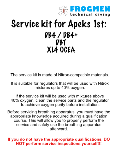 Apeks - Service Kit 1st – DB4 / DB4+ / DBT / XL4 OCEA für Erste Stufe