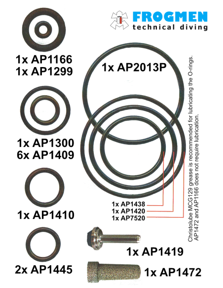 Apeks - Service Kit 1st – DB4 / DB4+ / DBT / XL4 OCEA für Erste Stufe