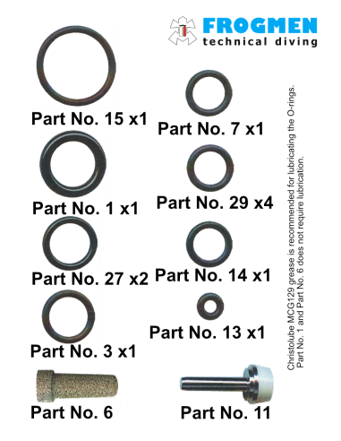 Kit de Servicio TecLine para 1er Etapa R4 TEC – Mantenimiento completo del regulador | Diving-Store.eu