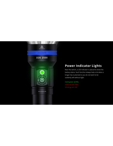 XTAR D26 2500 Set – Tauchlampe 2500 lm, bis 100 m Tiefe
