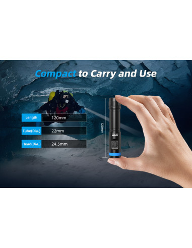 Xtar Mini Super D20 Press – Linterna buceo 1200 lm 18650