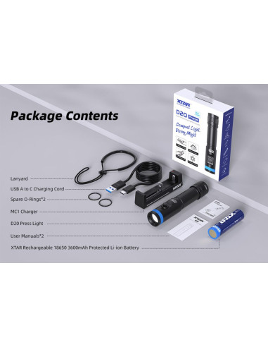 Xtar Mini Super D20 Press – 1200 lm Diving Flashlight 18650