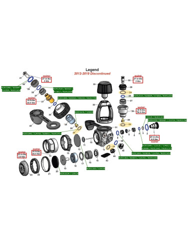 Aqualung Service Kit Nitrox (40+) RA121139 / RA121126 / 128017 I-ST Legend Glacia – Ersatz