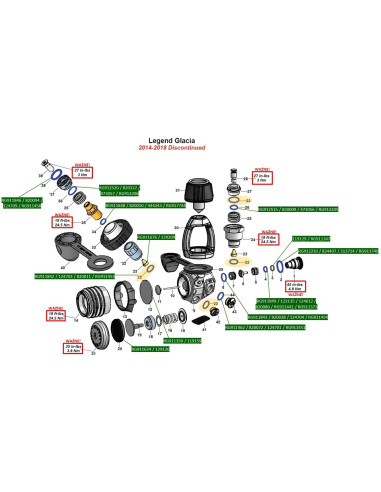 Aqualung Service Kit Nitrox (40+) RA121139 / RA121126 / 128017 I-ST Legend Glacia – Ersatz