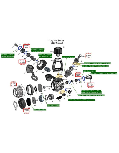 Aqualung Service Kit Nitrox (40+) RA121139 / RA121126 / 128017 I-ST Legend Glacia – Ersatz