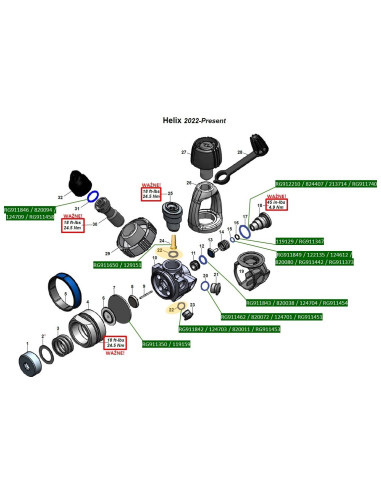 Aqualung Service Kit Nitrox (40+) RA121139 / RA121126 / 128017 I-ST Legend Glacia – Ersatz