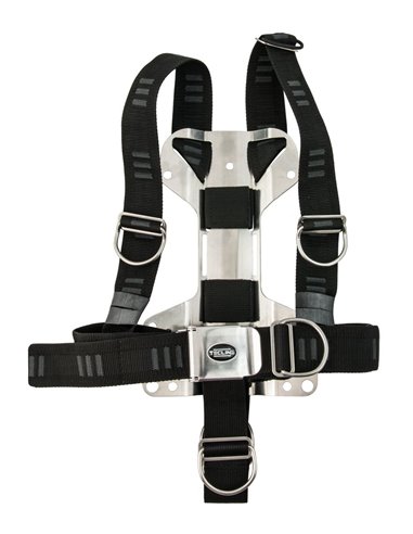 TecLine DIR harness with 3mm steel plate and rigid tape, moving d-rings